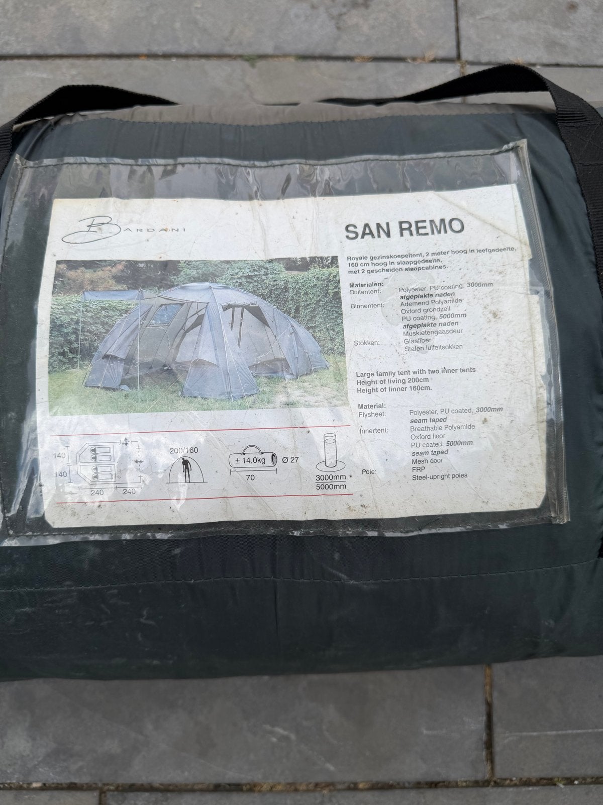 Bardani San Remo Royale Gezinscampertent - 4 slaapplaatsen, Ophalen, Gebruikt, Tot en met 4
