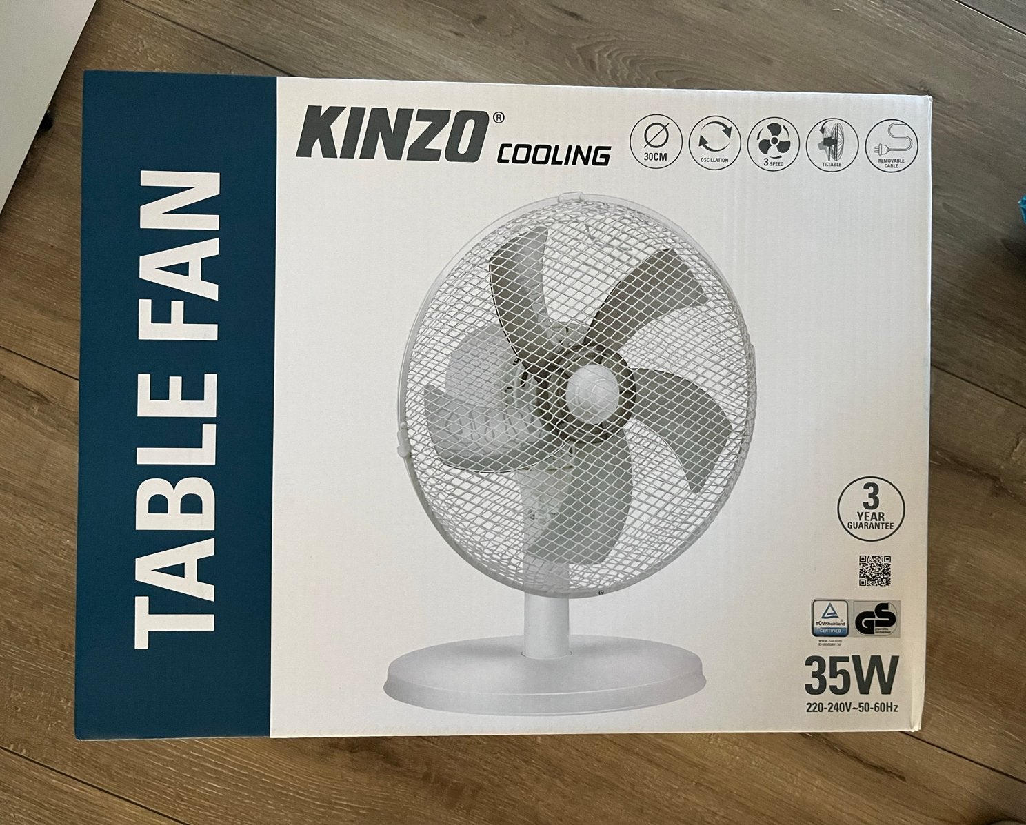 Kinzo Cooling Tafelventilator 35W - Nieuw in doos, Ophalen of Verzenden, Nieuw, Tafelventilator