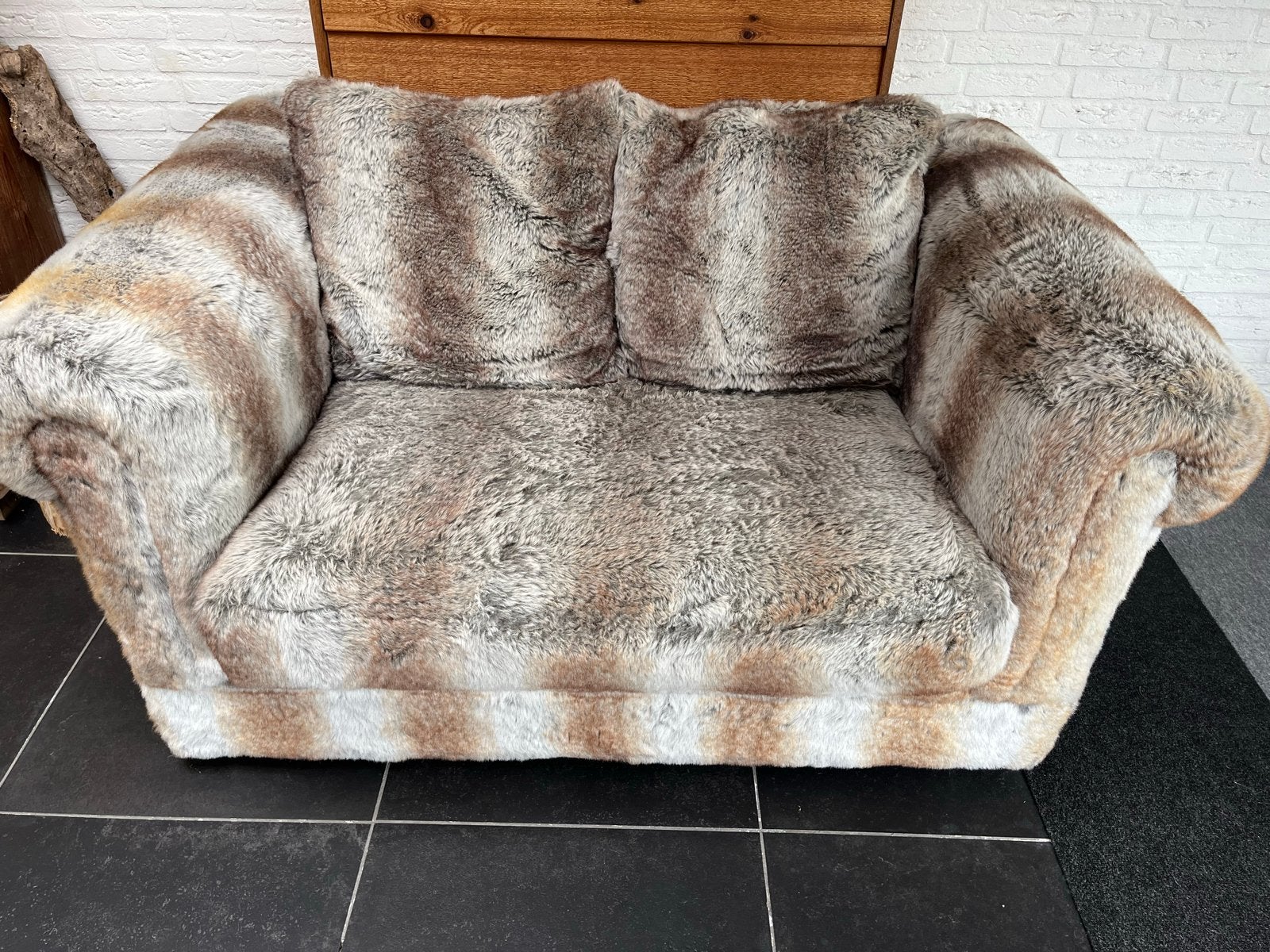 Uniek bont bekleed bankje van Rofra - 160x105x79cm, Ophalen, Gebruikt, 100 tot 125 cm, 150 tot 200 cm