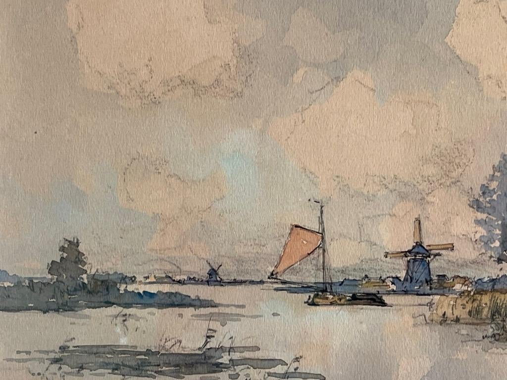 M de Jongere, ingelijst poldergezicht, Antiek en Kunst, Kunst | Schilderijen | Klassiek, Ophalen