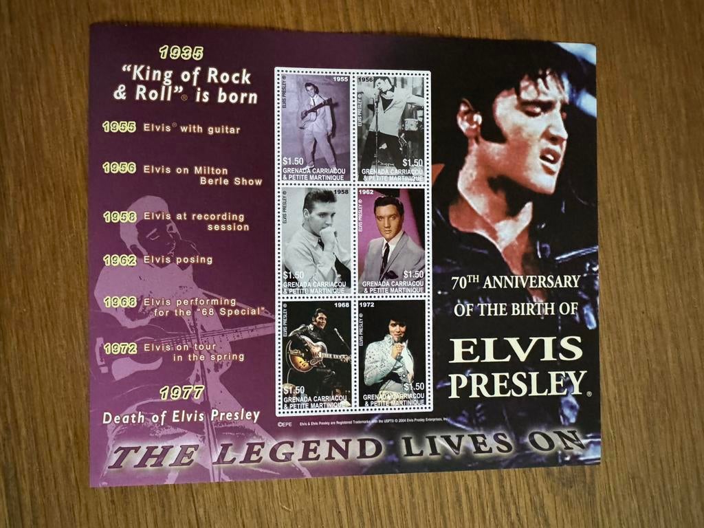 Grenada Carriacou & Petite Martinique blok Elvis Presley, Postzegels en Munten, Postzegels | Thematische zegels, Ophalen of Verzenden