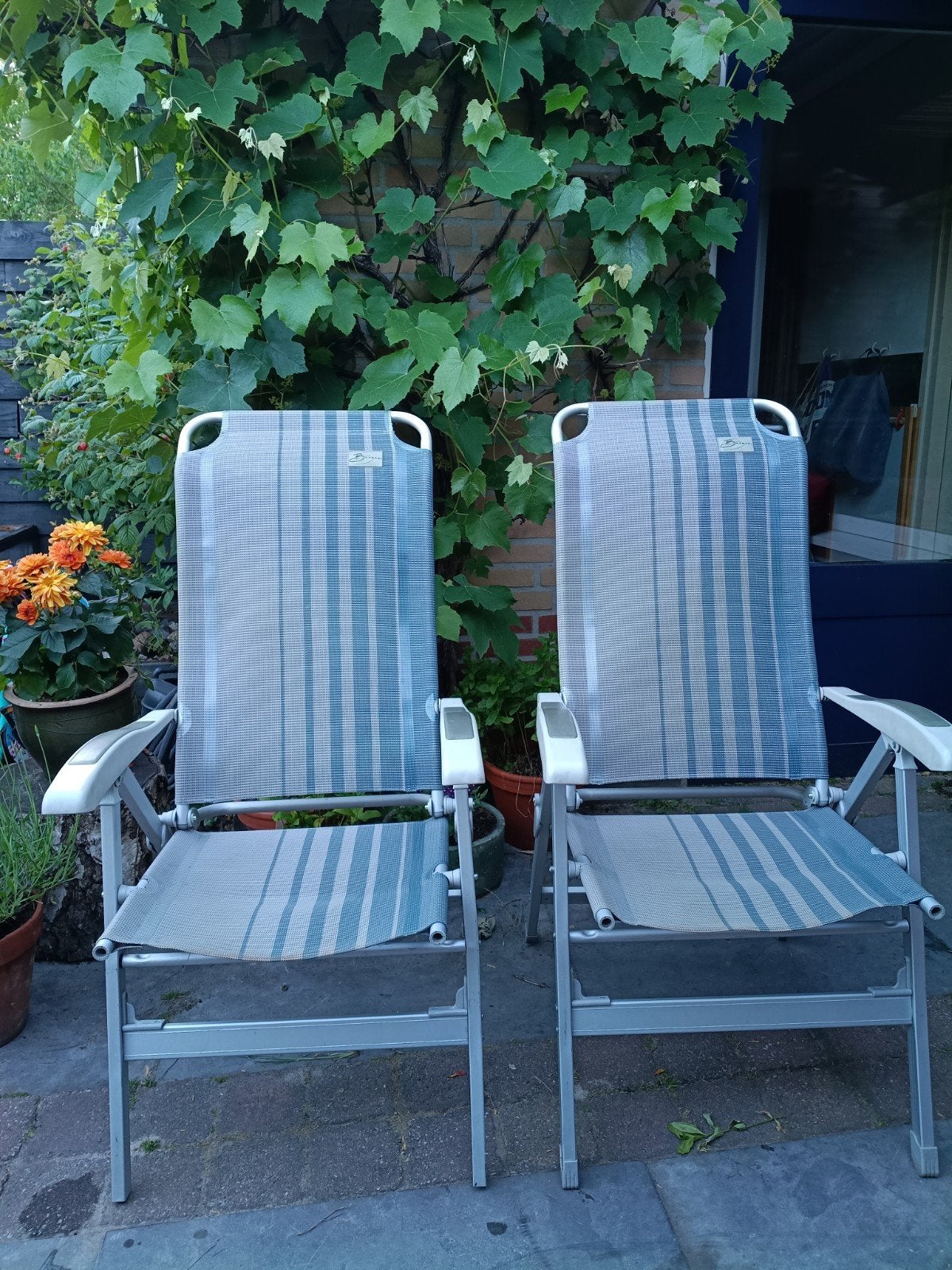 2 Bardani vestelbare camping- of tuinstoelen, Ophalen, Gebruikt, Campingstoel