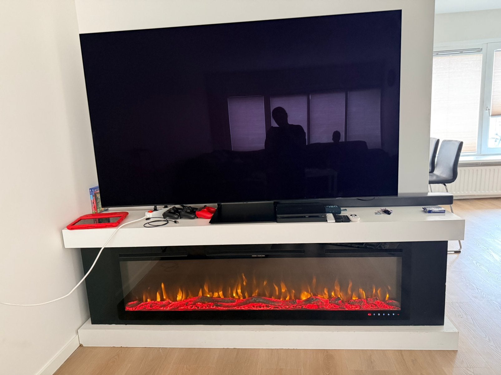 Te koop tvmeubel met sfeerhaard, Huis en Inrichting, Ophalen, Zo goed als nieuw, 25 tot 50 cm, Minder dan 100 cm