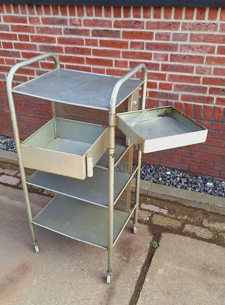 Vintage design trolley van Heliolithe (uit Frankrijk)., Minder dan 55 cm, Gebruikt, Metaal of Aluminium, .