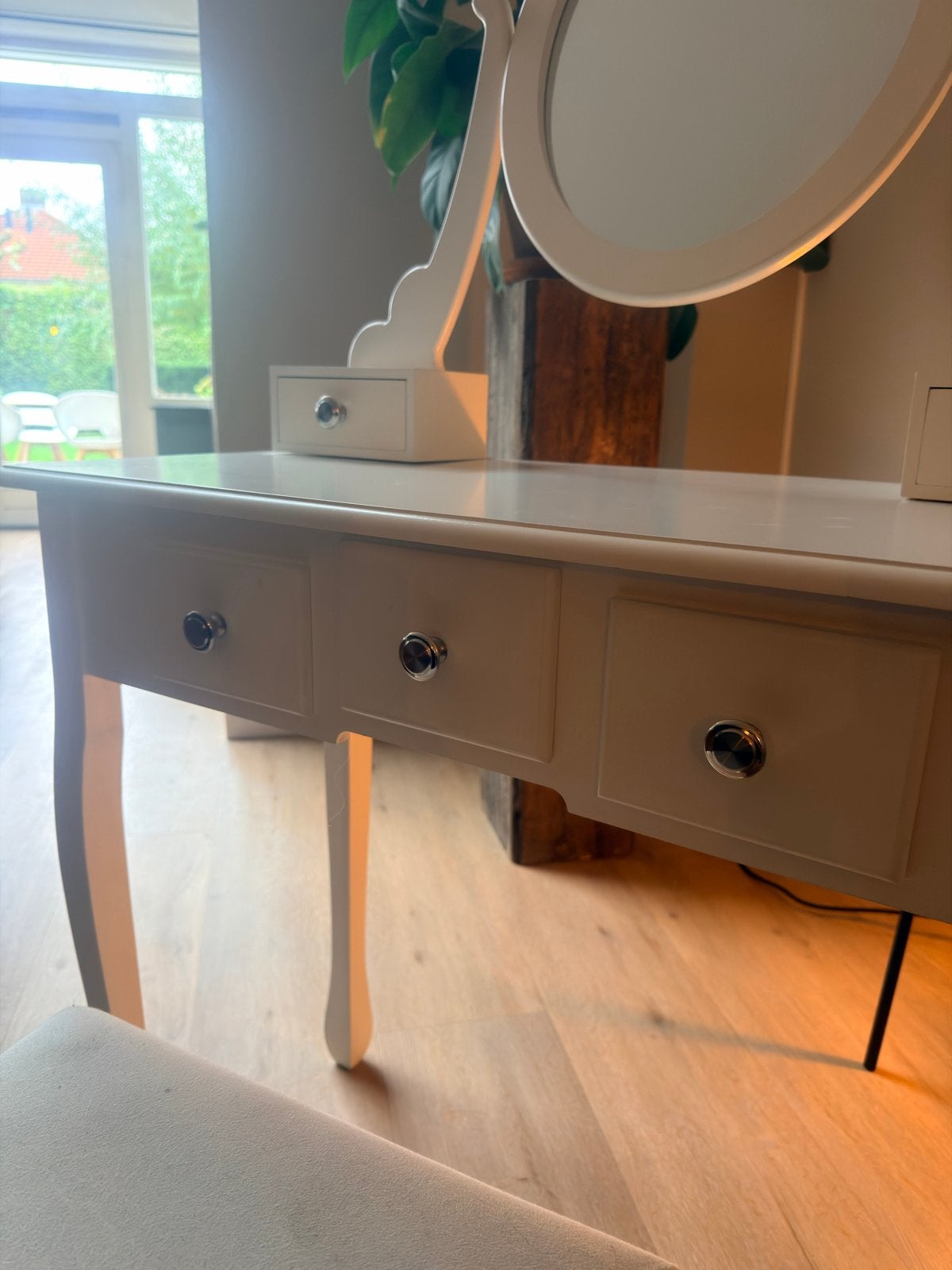 Kaptafel met spiegel en krukje, Ophalen, Gebruikt, 50 tot 100 cm, Minder dan 100 cm