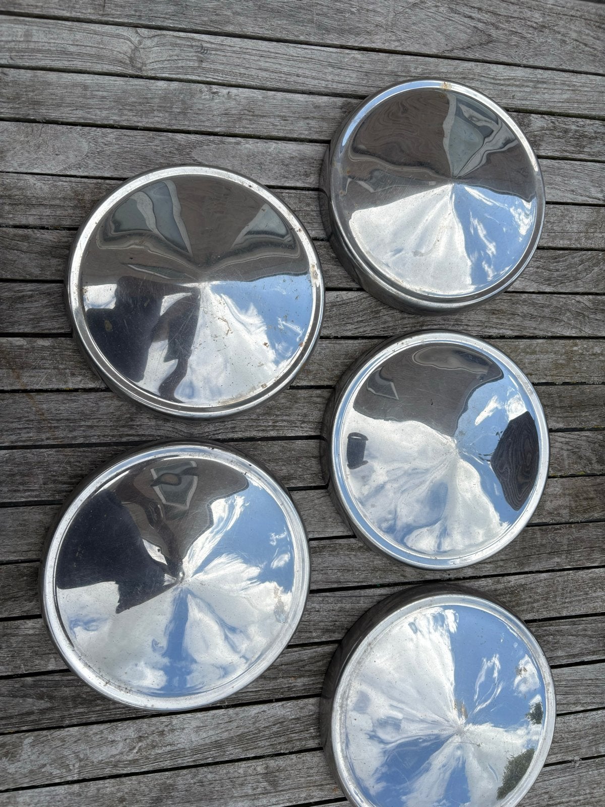 Set van 5 chromen wieldoppen Ford Escort MK1, Ophalen of Verzenden, Gebruikt