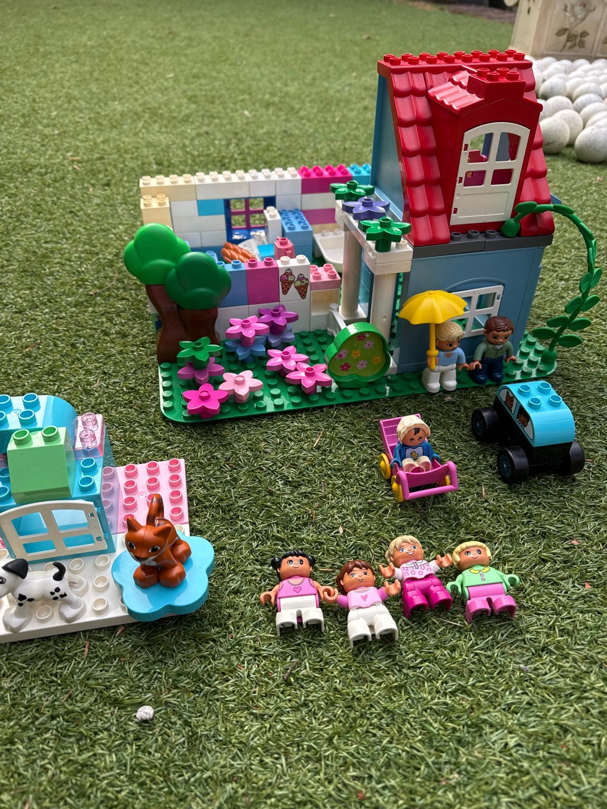 LEGO Duplo Huis met Figuren, Dieren en Auto, Ophalen of Verzenden, Gebruikt, Overige merken