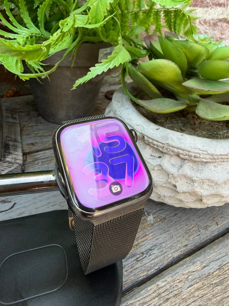 Apple Watch 7 (GPS + Cellular) - 45mm stainless steel, Ophalen, Zwart, IOS, Zo goed als nieuw