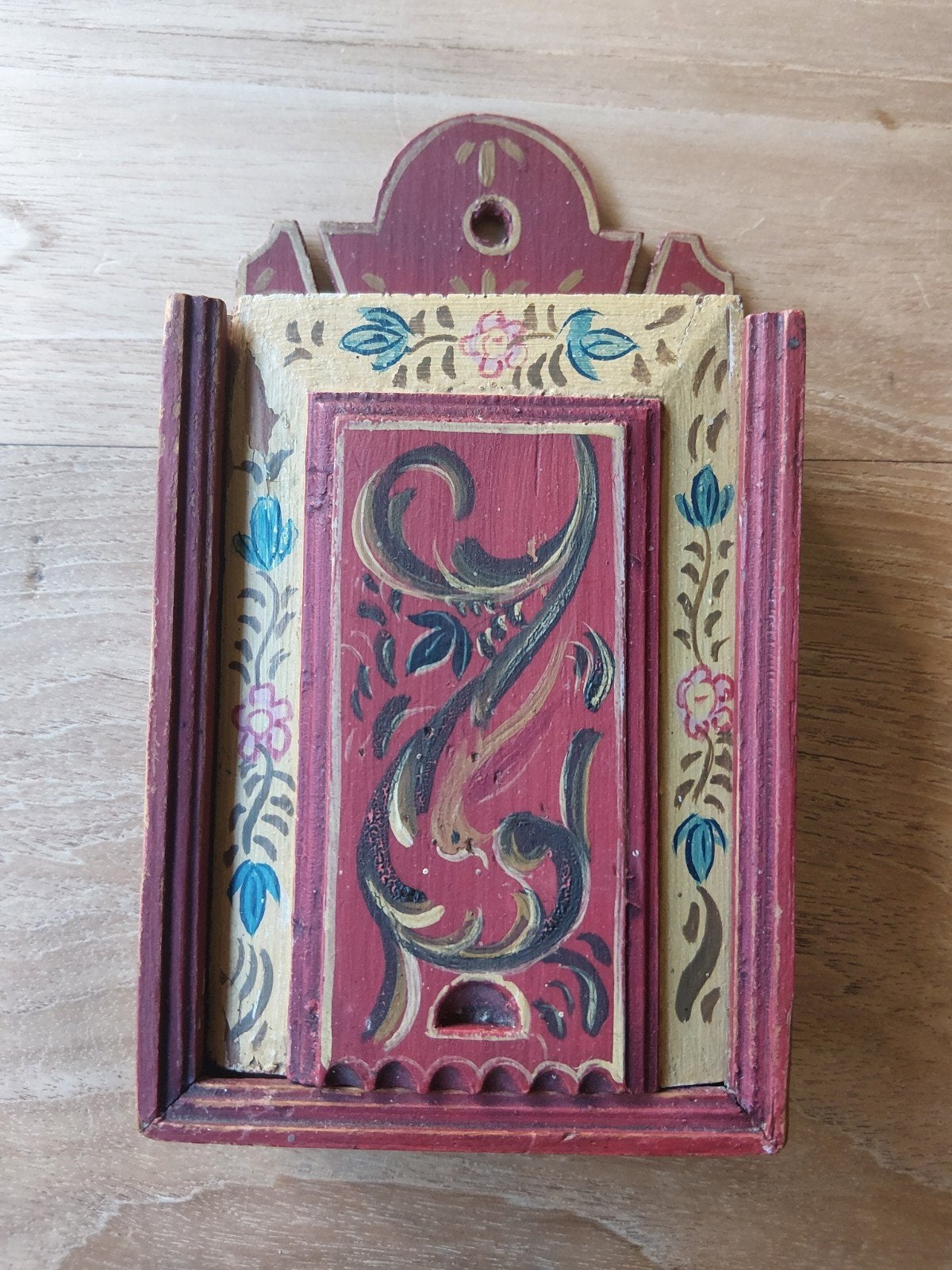 Miniatuur Houten Schooltas Hindeloopen, Antiek en Kunst, Ophalen of Verzenden