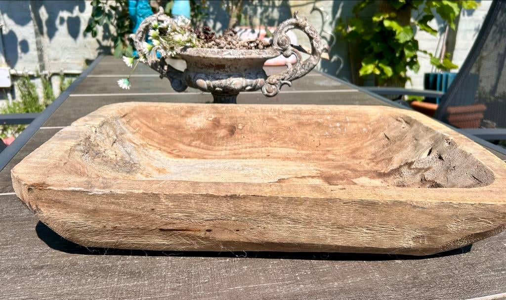 Decoratieve Houten Trog - Rustieke Schaal, Antiek en Kunst, Ophalen of Verzenden
