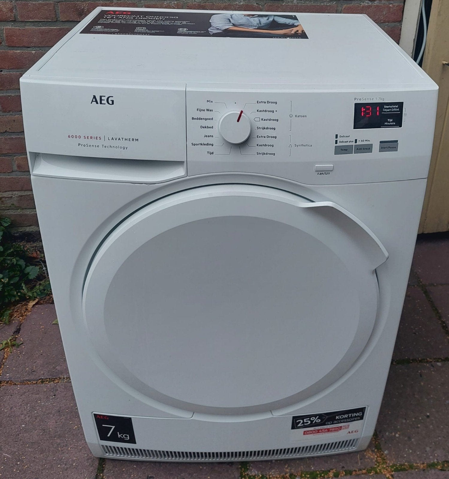AEG 6000 SERIES CONDENS WASDROGER 7KG, Ophalen, 6 tot 8 kg, Anti-kreukfase, Zo goed als nieuw