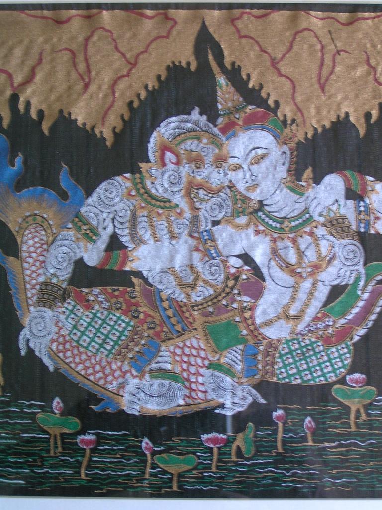 Balinese kunst - Rama en Sita uit Ramayana 38 x 38 cm, Ophalen