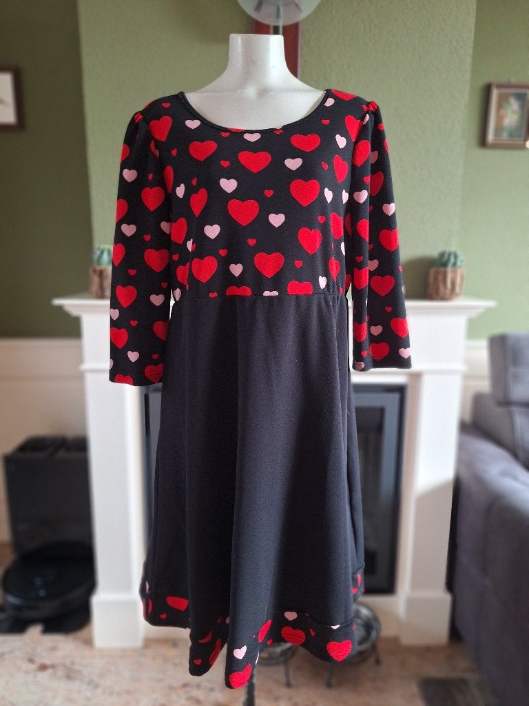Hartjes jurk nieuw Shein curve XXL A lijn, Verzenden, Zwart, Maat 46/48 (XL) of groter, Nieuw