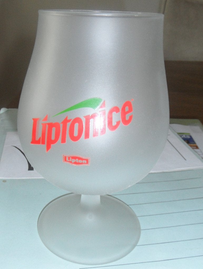 In prima staat: origineel Liptonice glas, Verzamelen, Glas en Borrelglaasjes, Ophalen of Verzenden, Zo goed als nieuw, Frisdrankglas