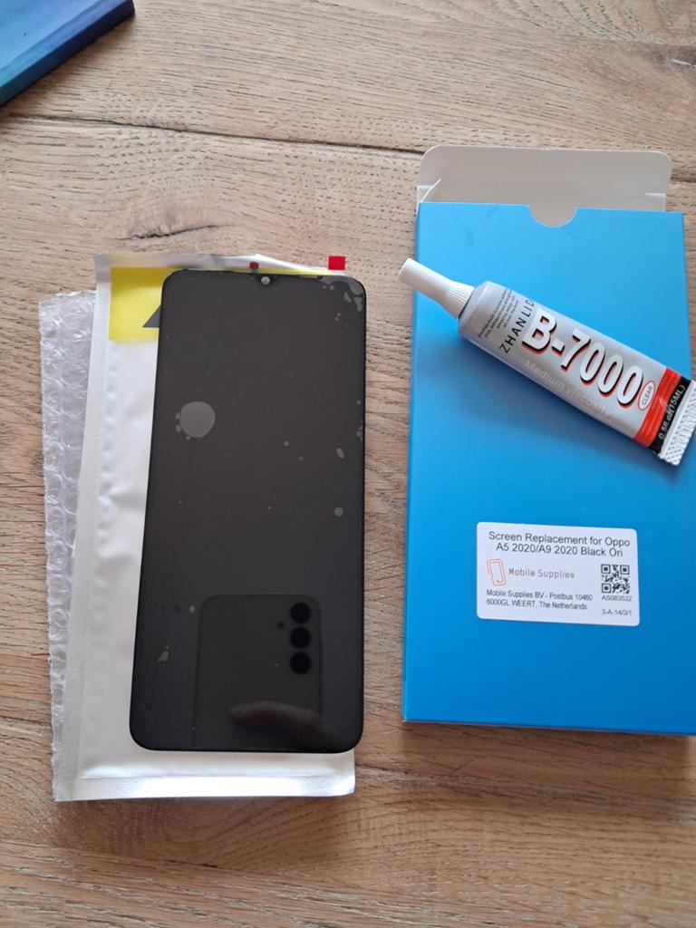 Schermvervanging Oppo A5 2020 / A9 2020 Zwart, Ophalen of Verzenden, Nieuw, Overige typen, Overige merken