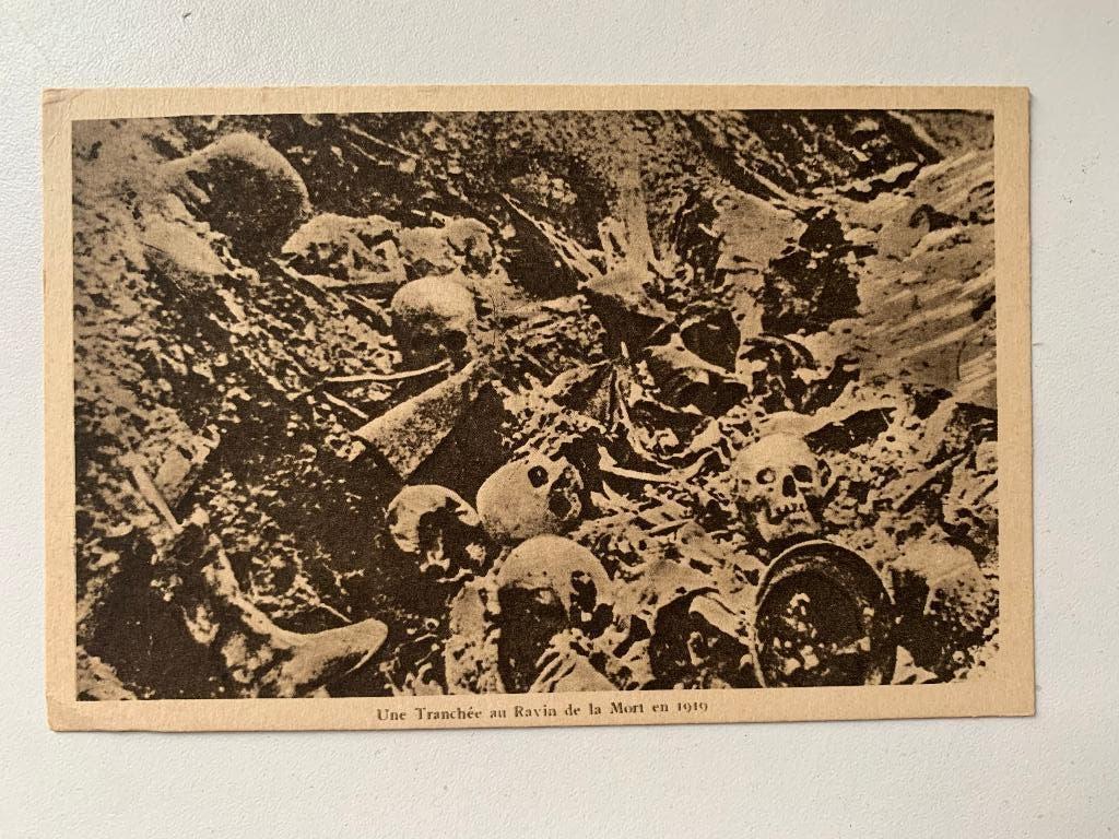 Ansichtkaart WWI Een loopgraaf bij het Ravijn des Doods 1919, Verzamelen, Ophalen of Verzenden, Landmacht, Overige gebieden, Foto of Poster