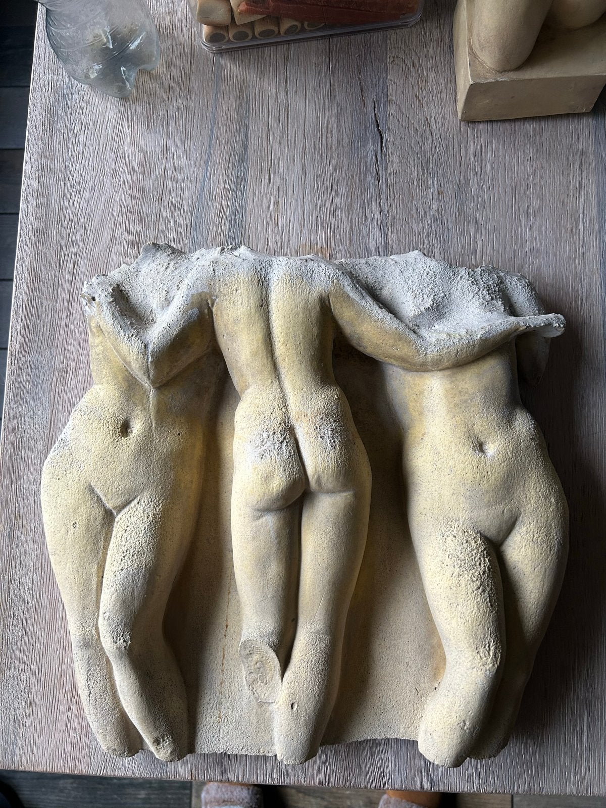 Vintage Gipsen Wanddecoratie: Drie Gratiën, Groep mensen, Gips, Ophalen of Verzenden, Handgemaakt