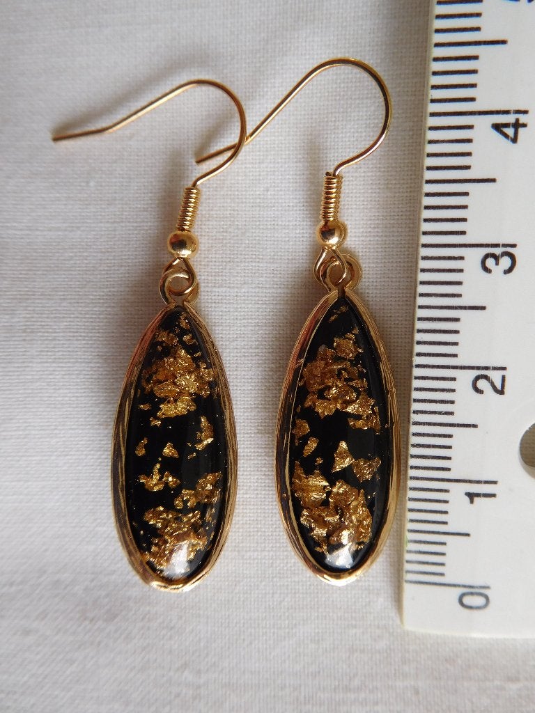 Elegante zwarte oorbellen (F68438), Overige materialen, Hangers, Zwart, Nieuw