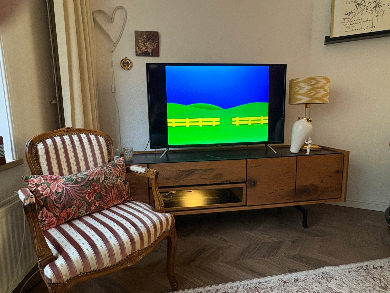 Xooon TV-meubel met verlichting en marmerlook blad, Huis en Inrichting, Kasten | Televisiemeubels, Ophalen, Gebruikt, 150 tot 200 cm