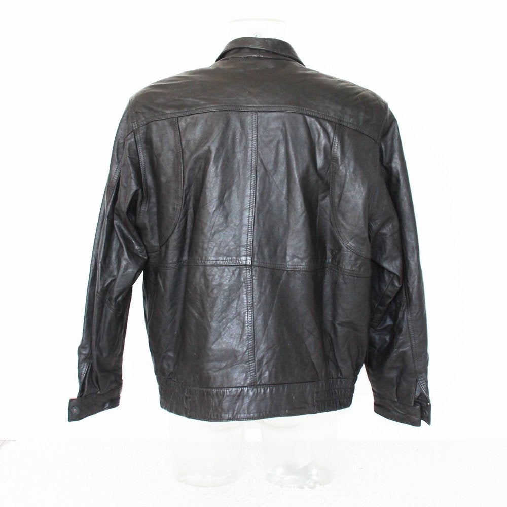 Mooie Vintage Leren Heren Jas284* (Maat 54) € 70,-, Maat 52/54 (L), Zwart, Vintage, Ophalen of Verzenden