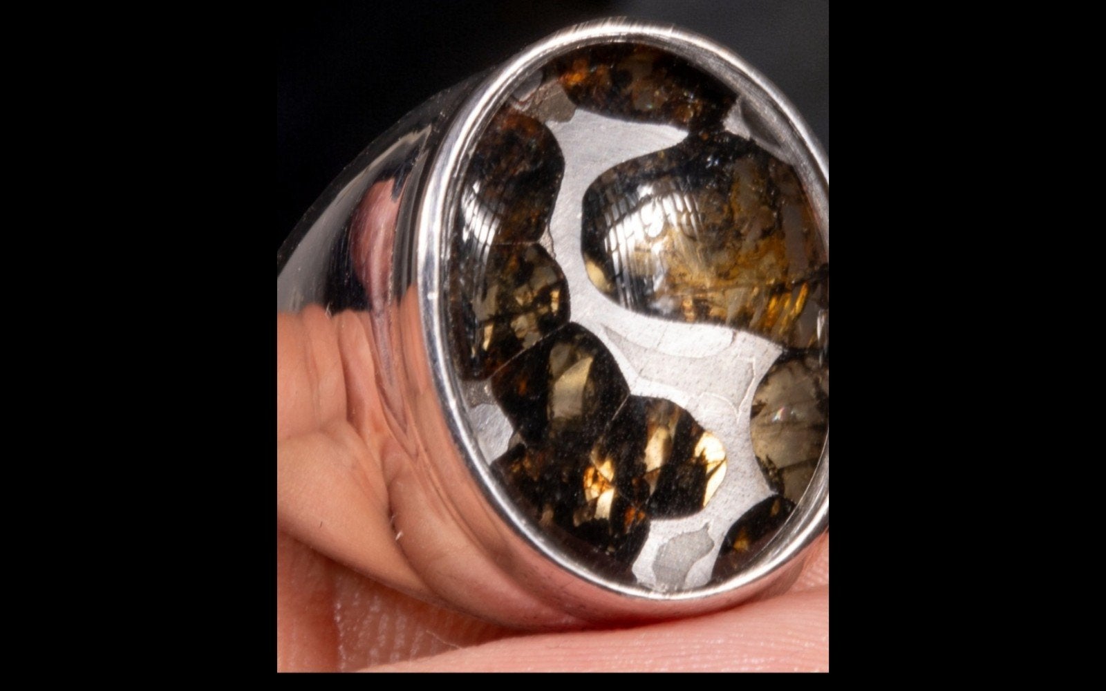 925 sterling zilveren ring met Pallasiet., Verzenden, Nieuw, Dame of Heer, Zilver