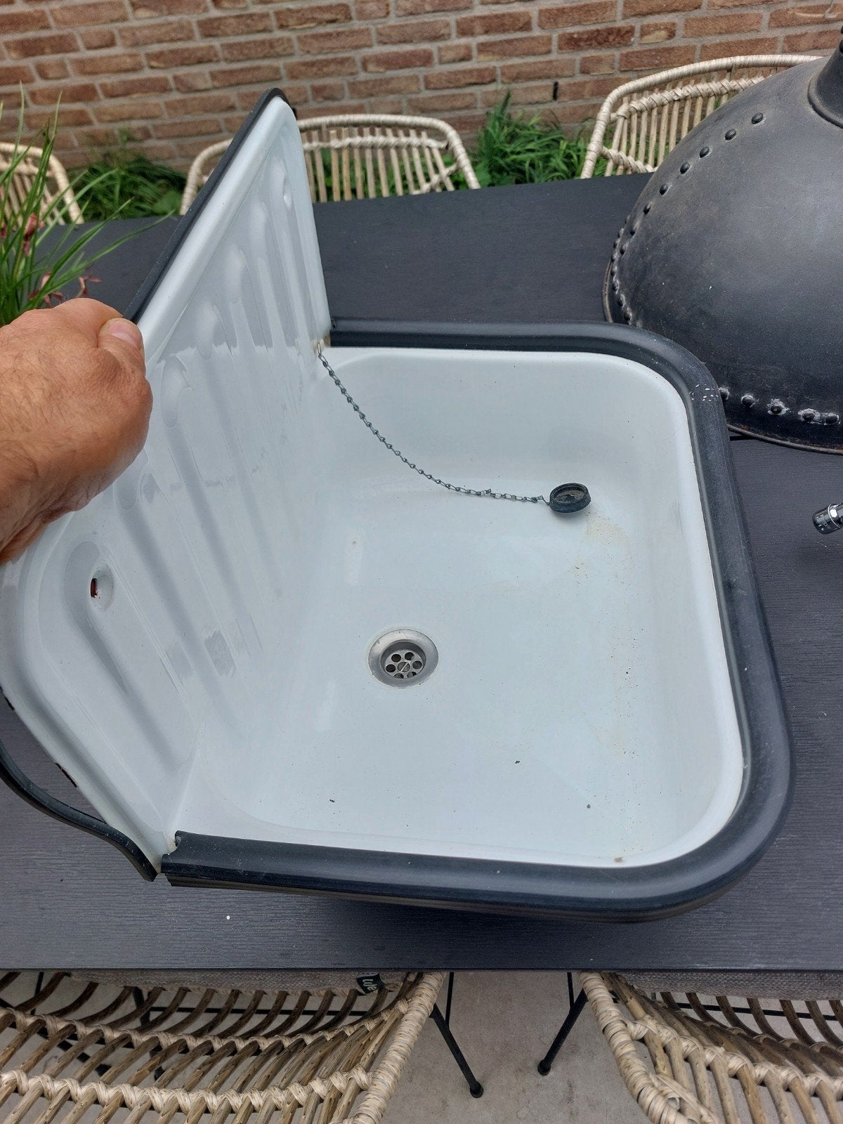 Emaille wasbak voor garage of bijkeuken, Ophalen