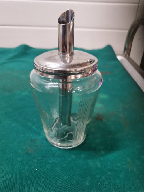 suikerstrooier glas rvs vintage, Ophalen of Verzenden