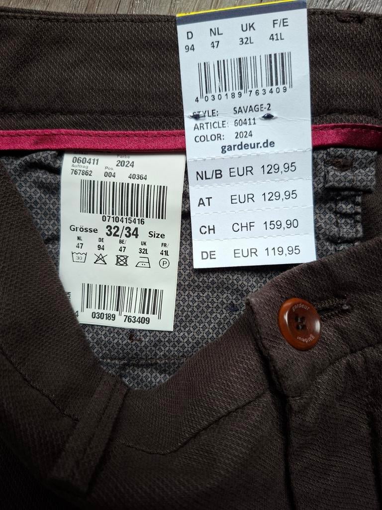 Gardeur Savage-2 slimfit chino W32 L34, Gardeur, Bruin, Maat 48/50 (M), Nieuw