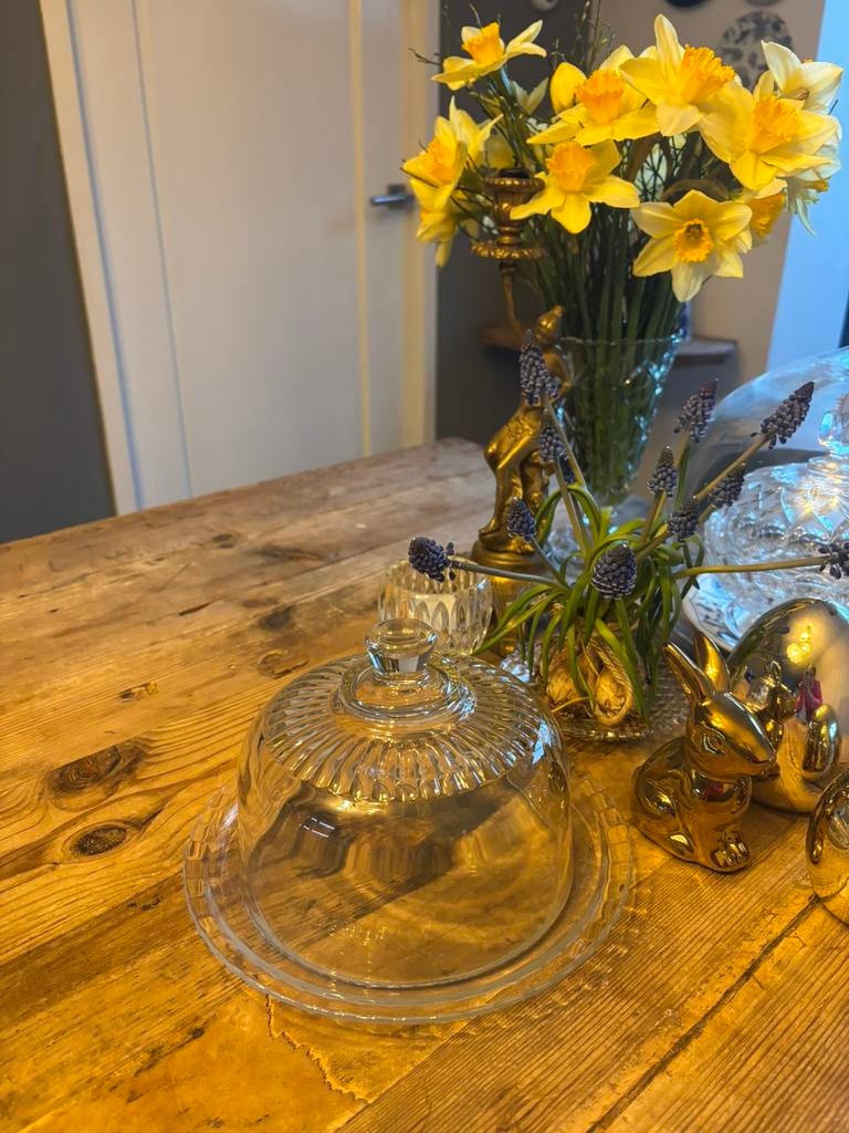 Glazen stolp met knop onderbord Arcoroc France,vintage, Ophalen of Verzenden