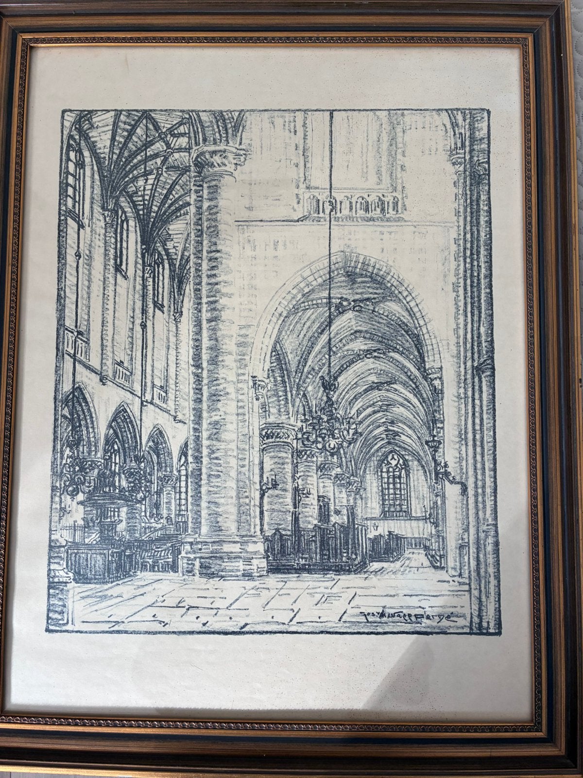 Tekening Joseph van de Wal Perne, Antiek en Kunst, Ophalen of Verzenden, Overige stijlen, Achter glas, Overige onderwerpen