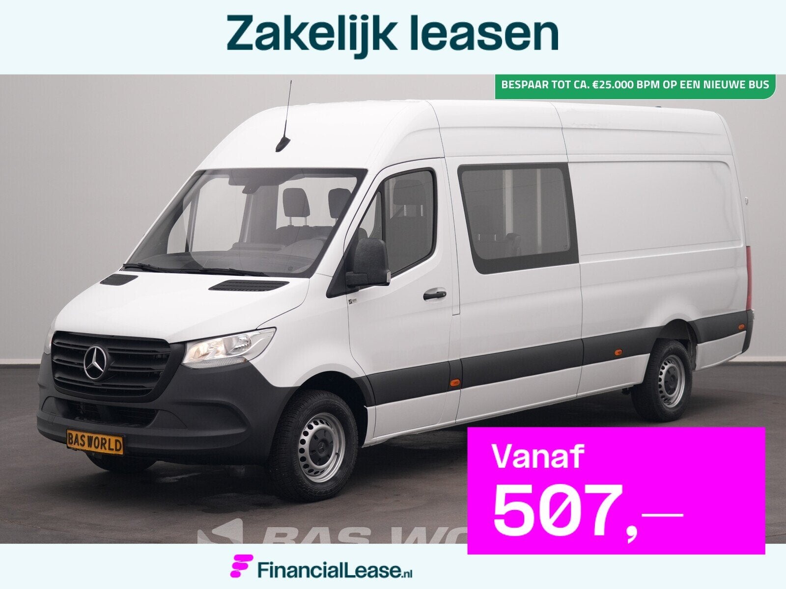 Mercedes Sprinter 319 CDI Automaat Dubbel Cabine 3,5t Trekha, Automaat, Stof, Gebruikt, Euro 6
