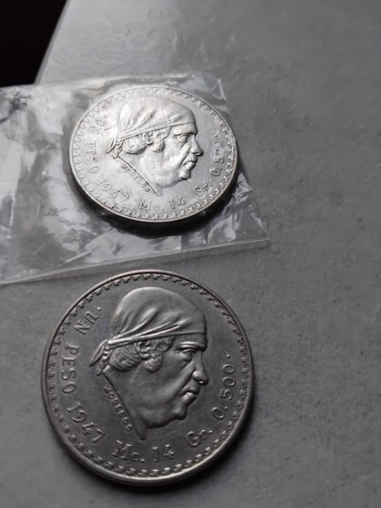 Zilveren Mexicaanse Peso munten 1947, Ophalen of Verzenden, Setje, Zilver