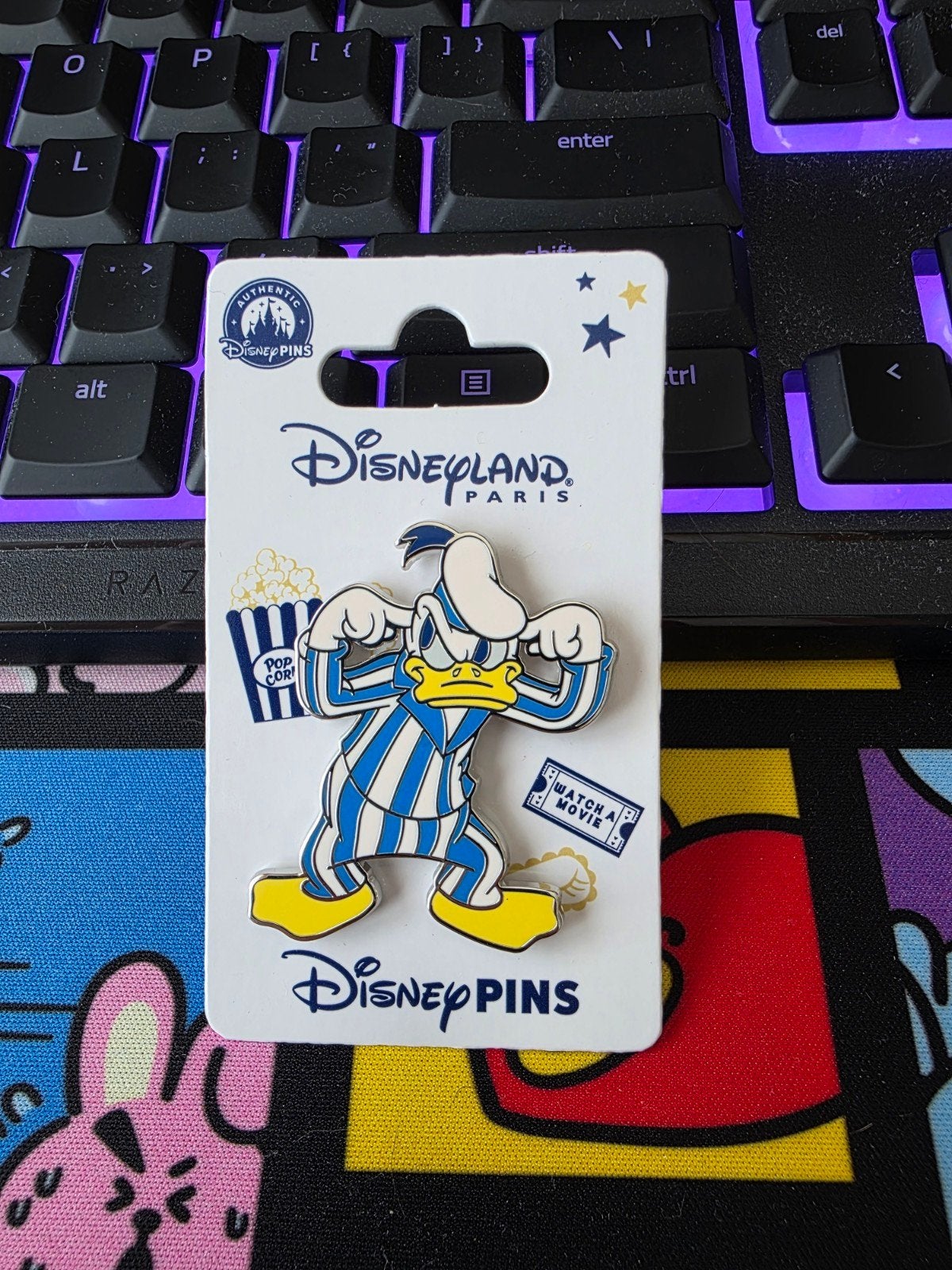 Disneyland Parijs Pin Donald Duck Pyjama Popcorn, Ophalen of Verzenden, Donald Duck, Nieuw, Overige typen