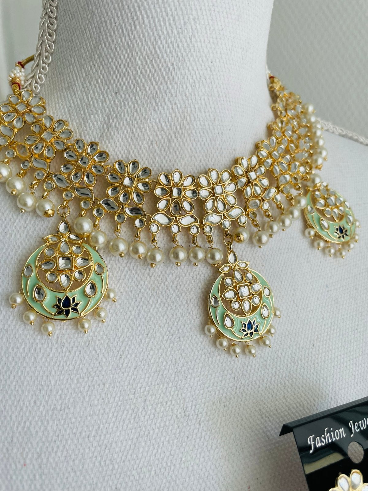 Elegant mintgroene sieradenset met parels, Overige materialen, Verzenden, Nieuw, Met edelsteen
