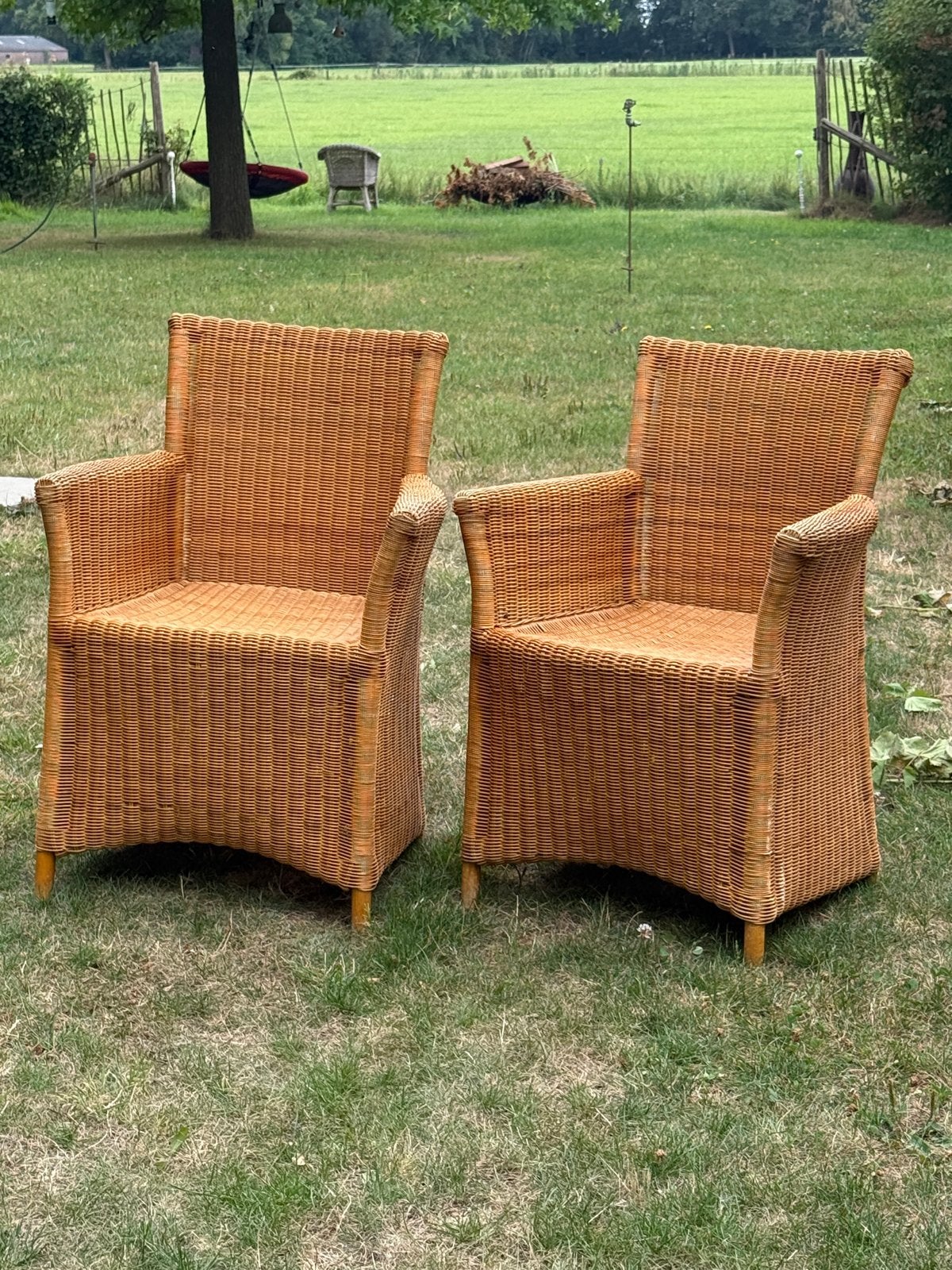 Twee rotan stoelen in goede conditie, Ophalen, Twee, Bruin, Riet of Rotan