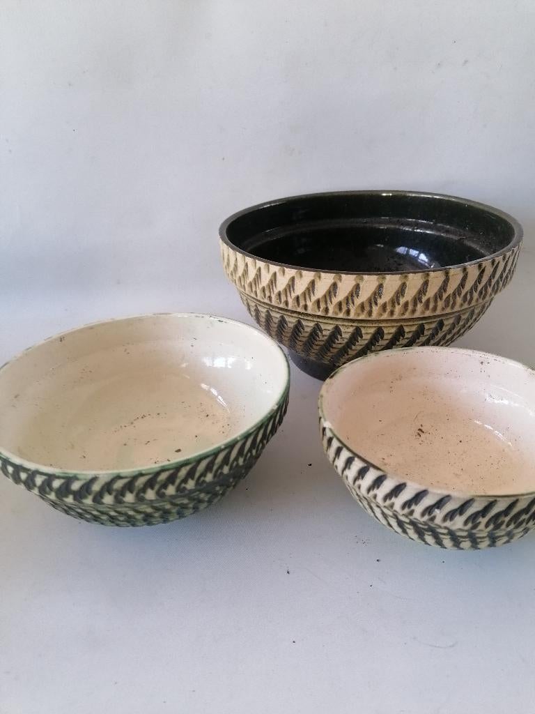 3 vintage chamotte bloembakjes, Ophalen of Verzenden