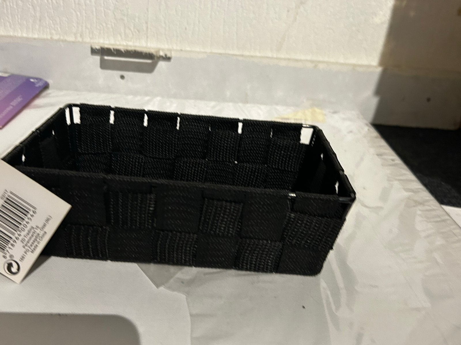 Zwart opbergmandje 22x14x7cm - Nieuw, Zwart, Nieuw, Ophalen of Verzenden, Modern