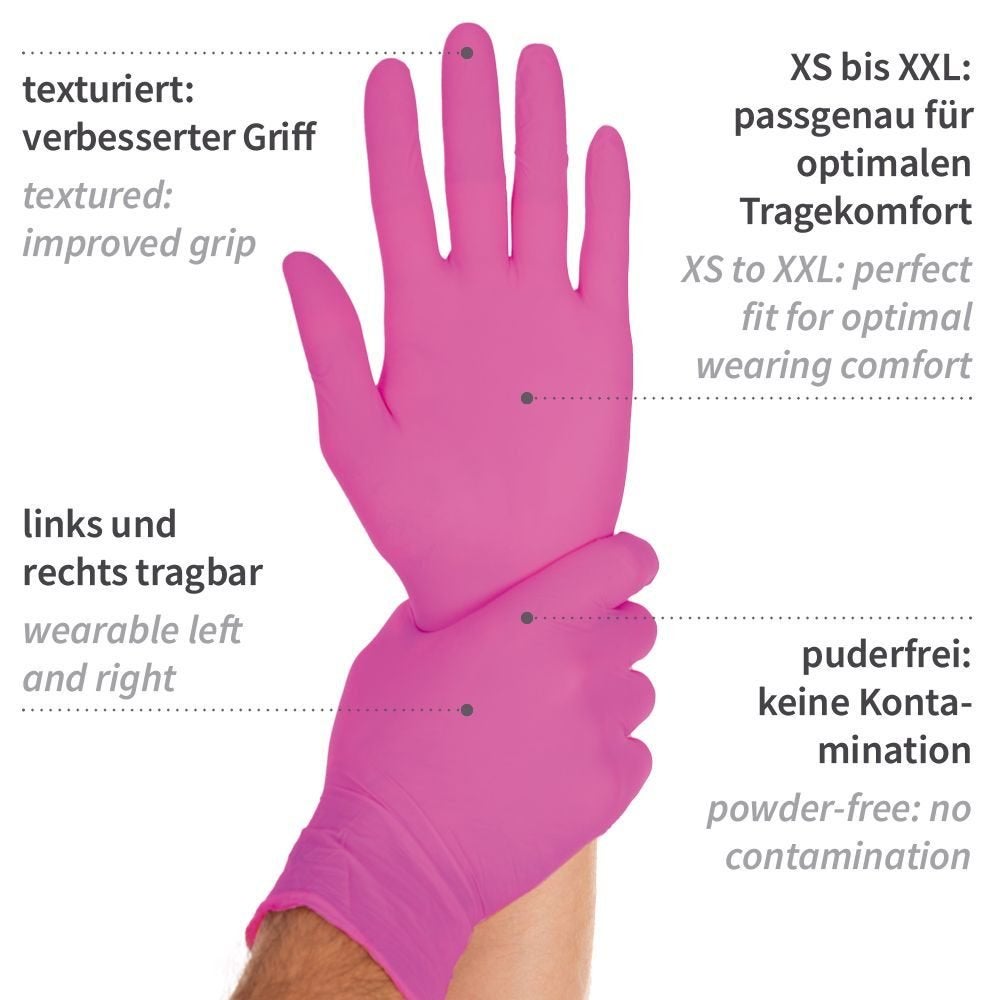 TATTOO Nitril handschoenen MAGENTA poedervrij (10x100 stuks), Verzenden, Nieuw