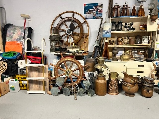 Grote partij nautische curiosa  / koper / stuurwielen, Ophalen, Gebruikt