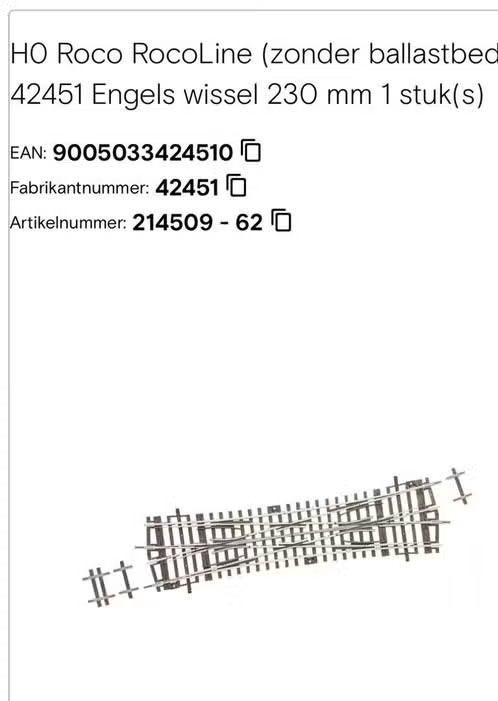 NIEUW! H0 Roco RocoLine 42451 Engels wissel 230 mm €32,99, Gelijkstroom, Nieuw, Rails, Ophalen of Verzenden