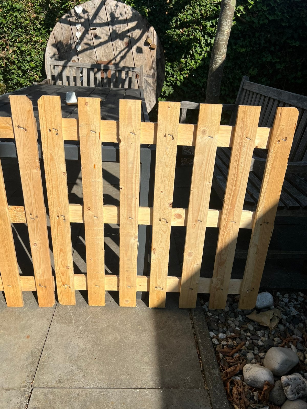 Stevige Houten hekjes 90x90cm, Ophalen, Met poort, Zo goed als nieuw, Tuinhek