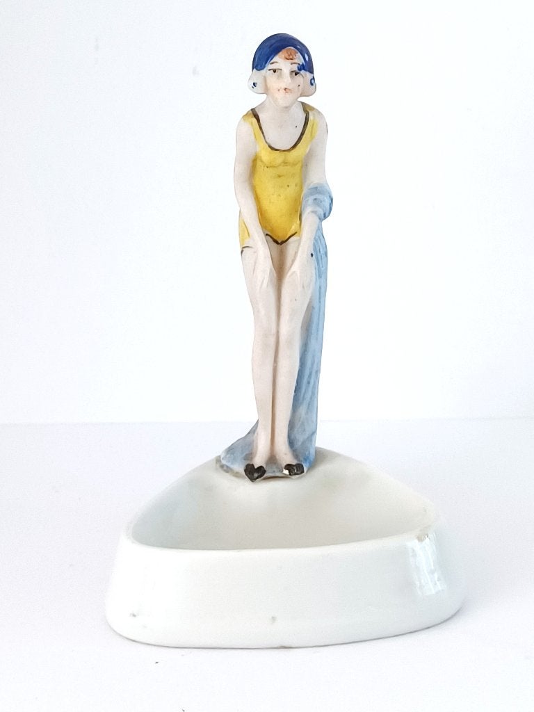 art deco- bathing beauty- beeldje- ringschaaltje- 1920-'30, Ophalen of Verzenden