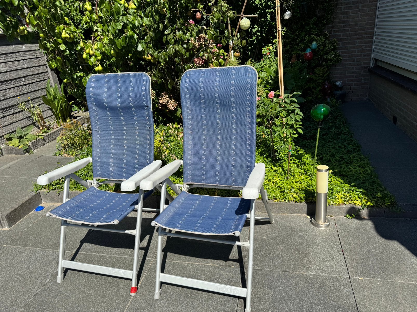2 Aluminium camping ,tuin of balkon 🔴standenstoelen, Ophalen, Gebruikt, Campingstoel