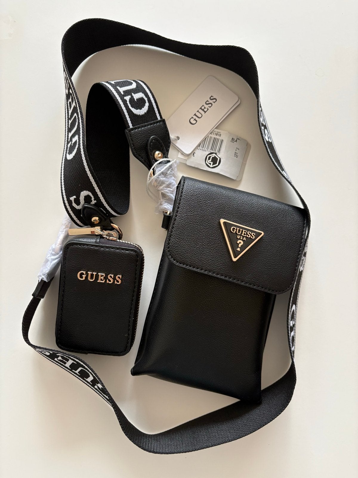 Guess Latona Mini Crossbody Tasje met Portemonnee Zwart, Sieraden, Tassen en Uiterlijk, Ophalen, Nieuw, Zwart, Schoudertasje