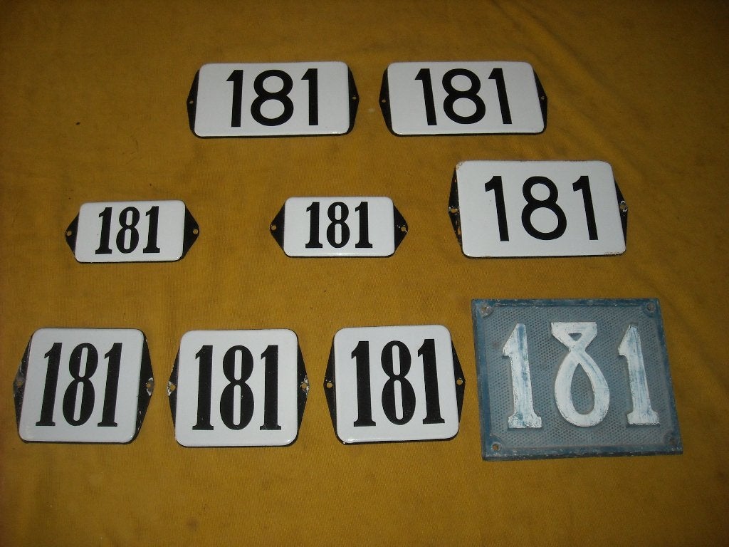 oud emaille huisnummer 181 ook 182 183 184 185 186 187 188 1, Antiek en Kunst, Antiek | Emaille, Ophalen of Verzenden