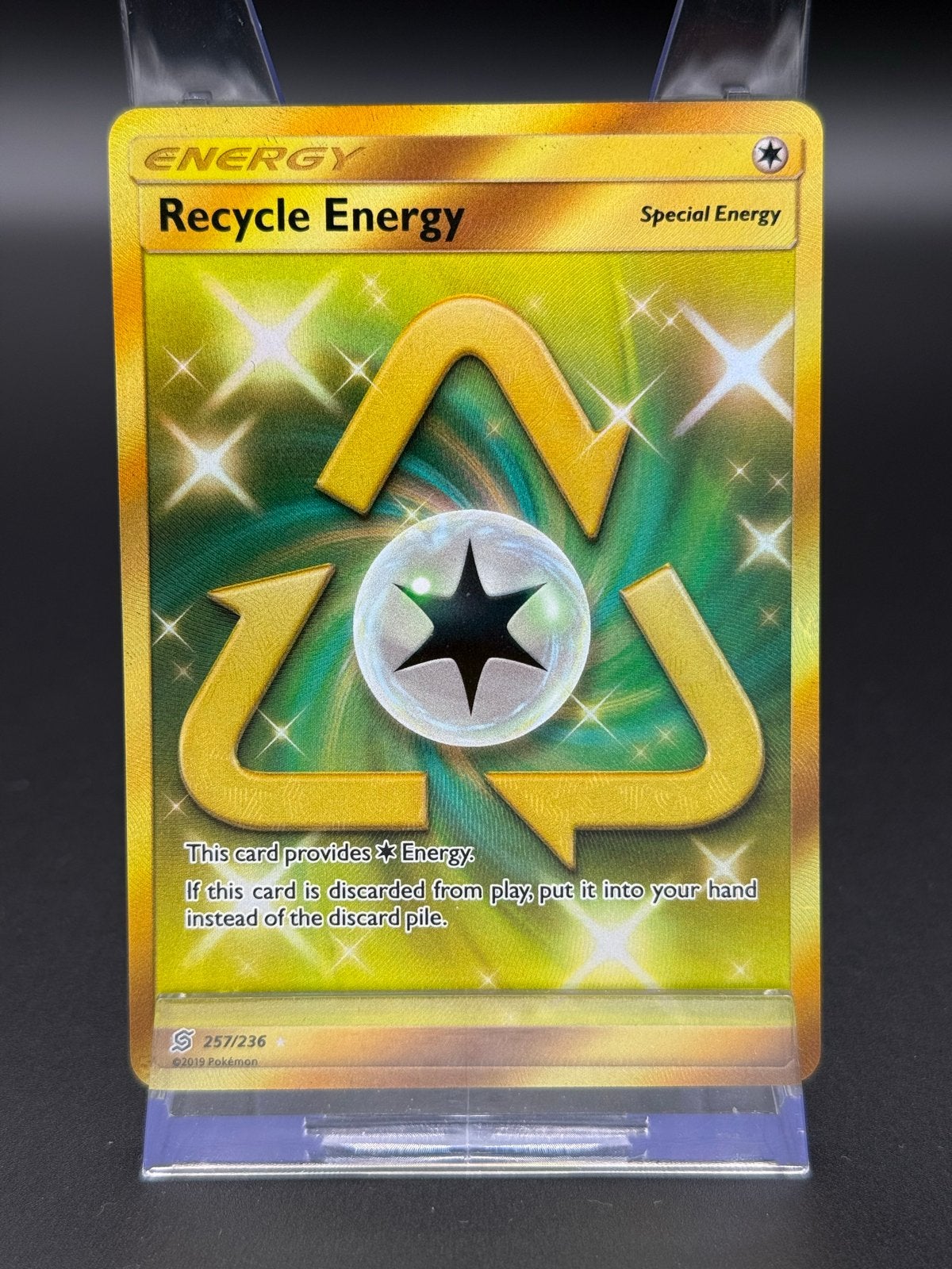 Recycle Energy - Pokémon Unified Minds - #257/236 UNM, Ophalen of Verzenden, Zo goed als nieuw, Losse kaart, Foil