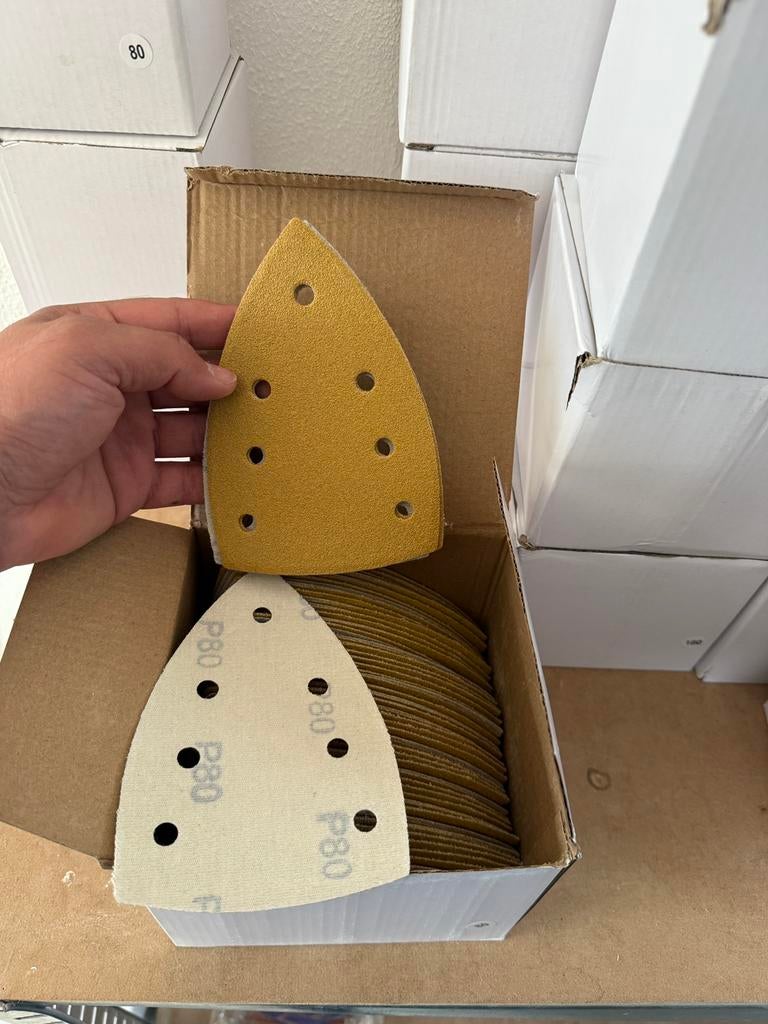 Schuurpapier klittenband 100 x 150 mm, 7 stofgaten 50 stuks, Ophalen of Verzenden, Nieuw, Minder dan 600 watt, Excentrische schuurmachine
