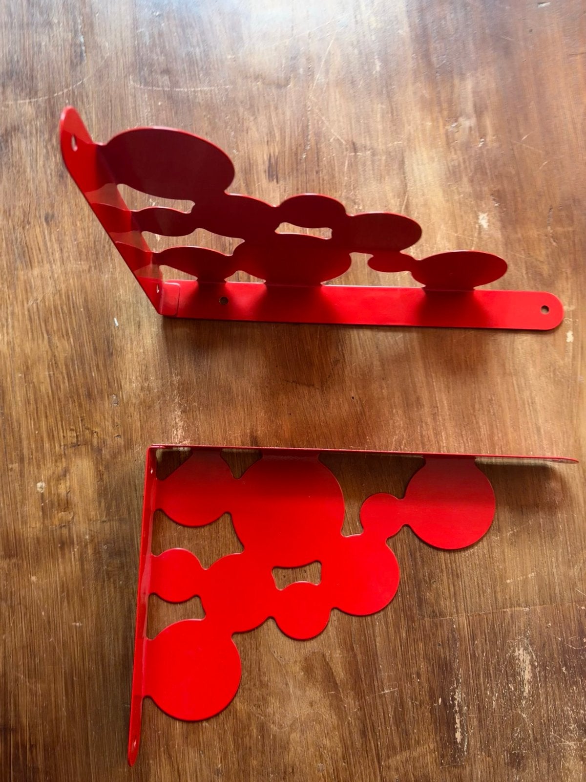 Set rode metalen plankdragers/boekensteunen van IKEA, Ophalen, Gebruikt, Rood, Metaal