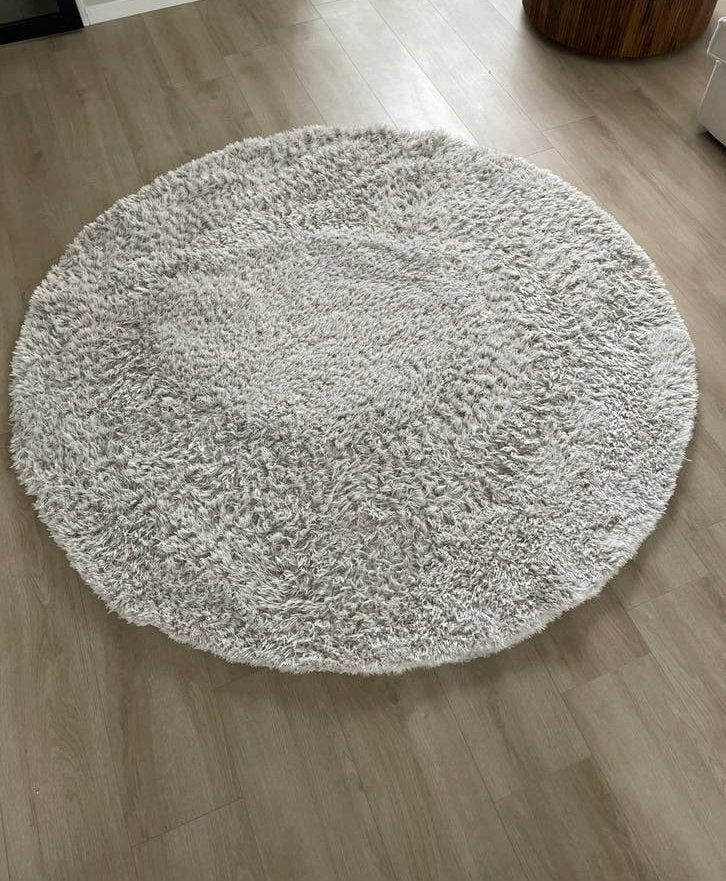 Vloerkleed Sintra | 200cm rond | Hoogpolig, Ophalen, Wit, Zo goed als nieuw, 200 cm of meer