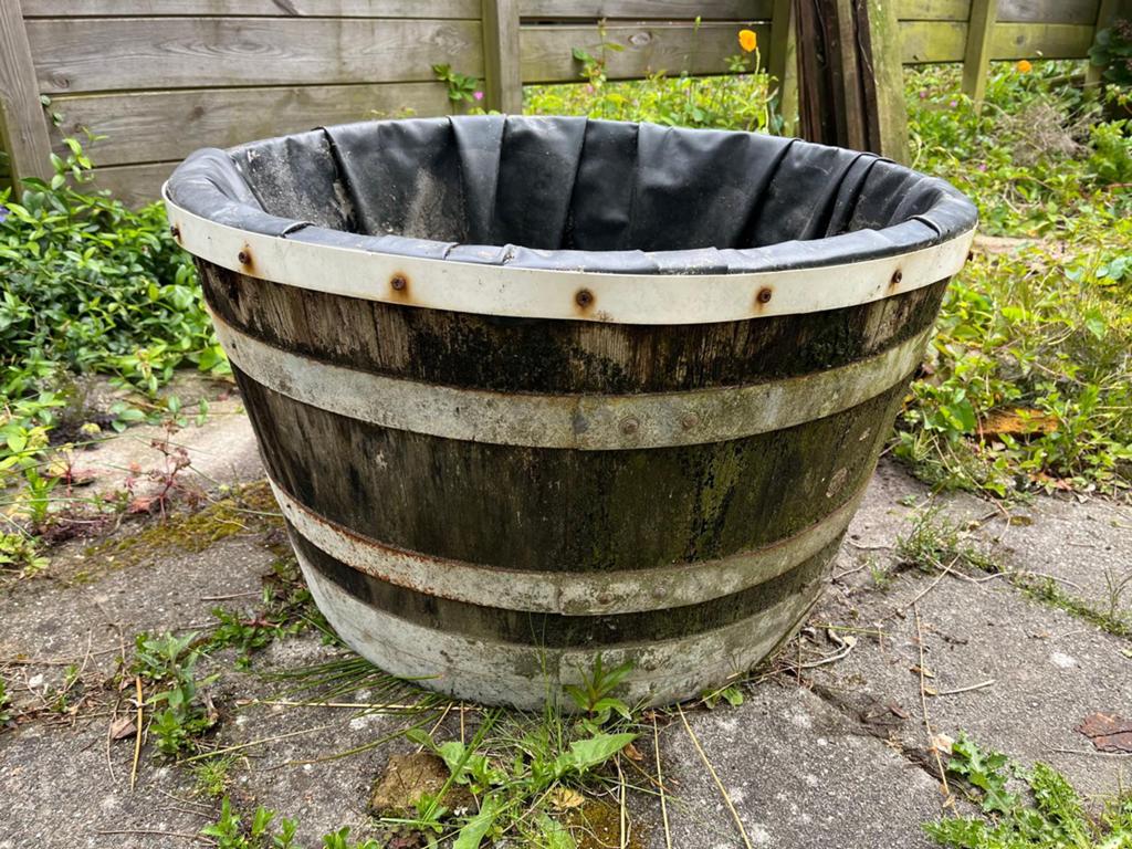 Bloembak/whisky vat voetenbadje, Gebruikt, Rond, Ophalen of Verzenden, 60 tot 100 cm